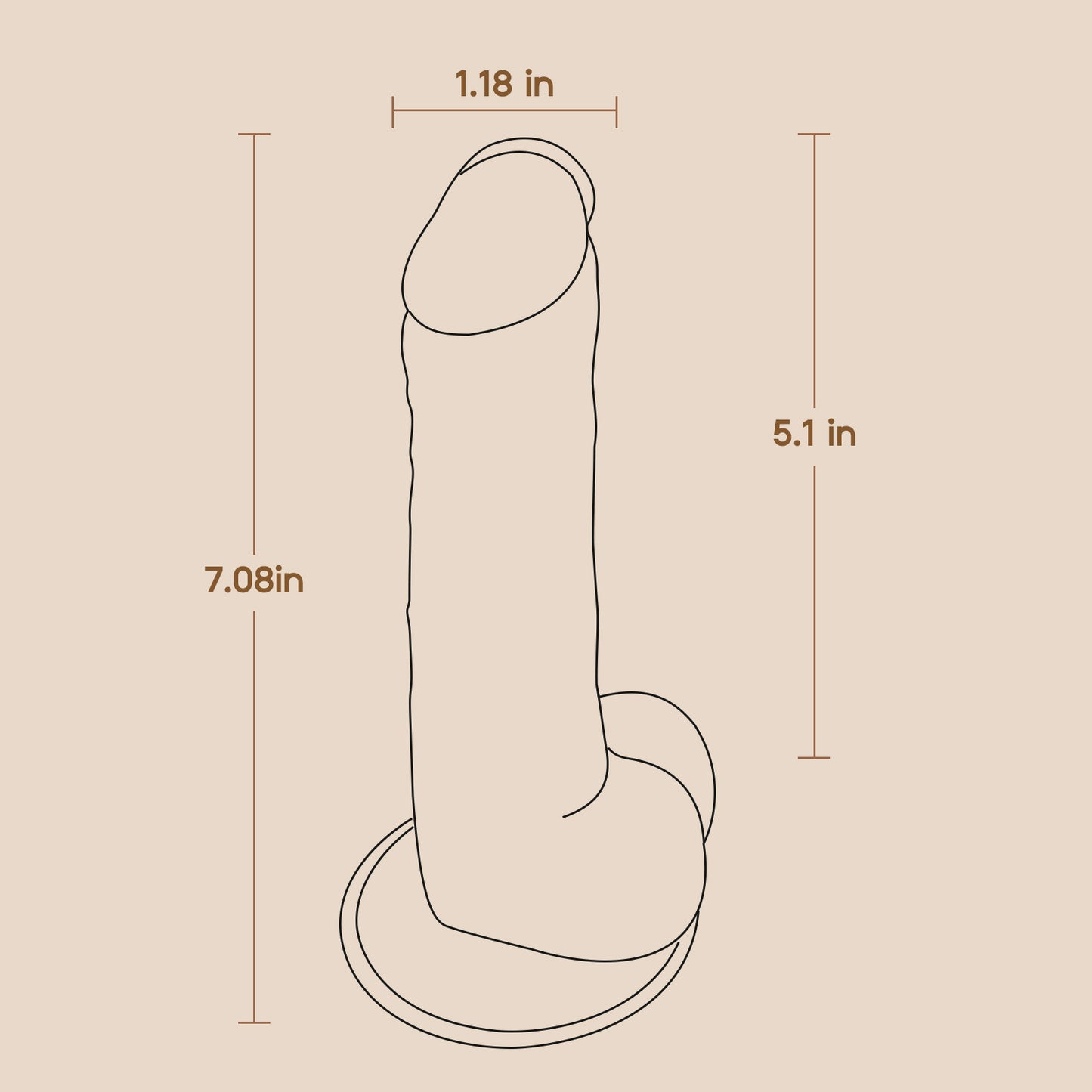 POC 7" Dildo - Deep Caramel