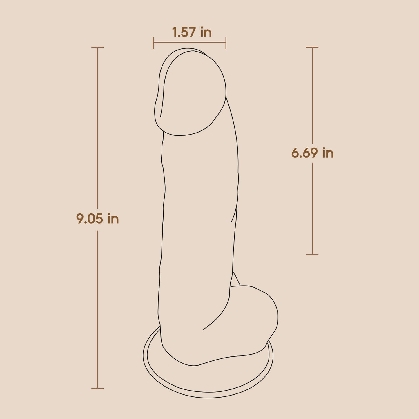 POC 9" Dildo - Brown