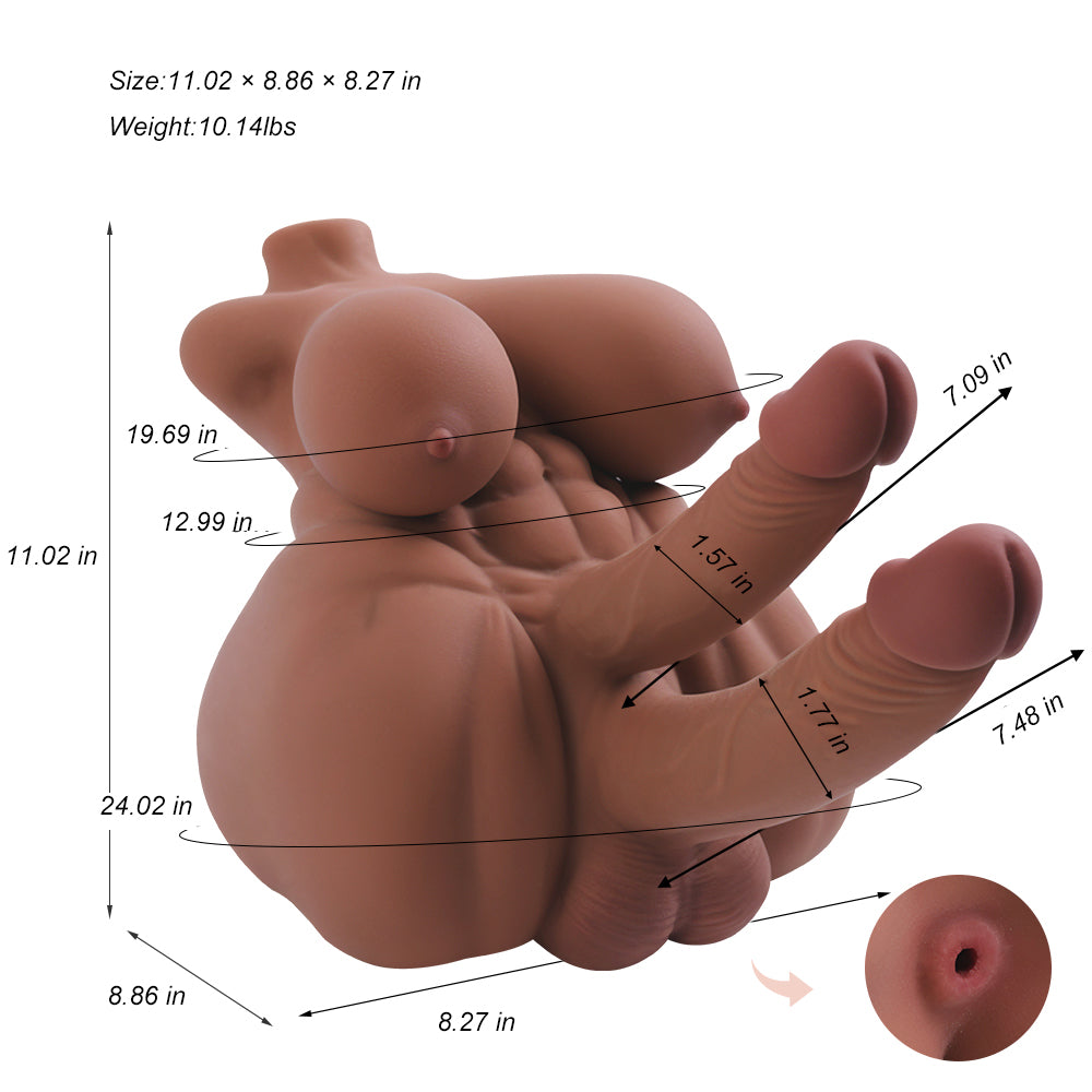 10.14LB Sex Doll with 7.09 in & 7.48 in Realistic Huge Dildo, Big Breasts