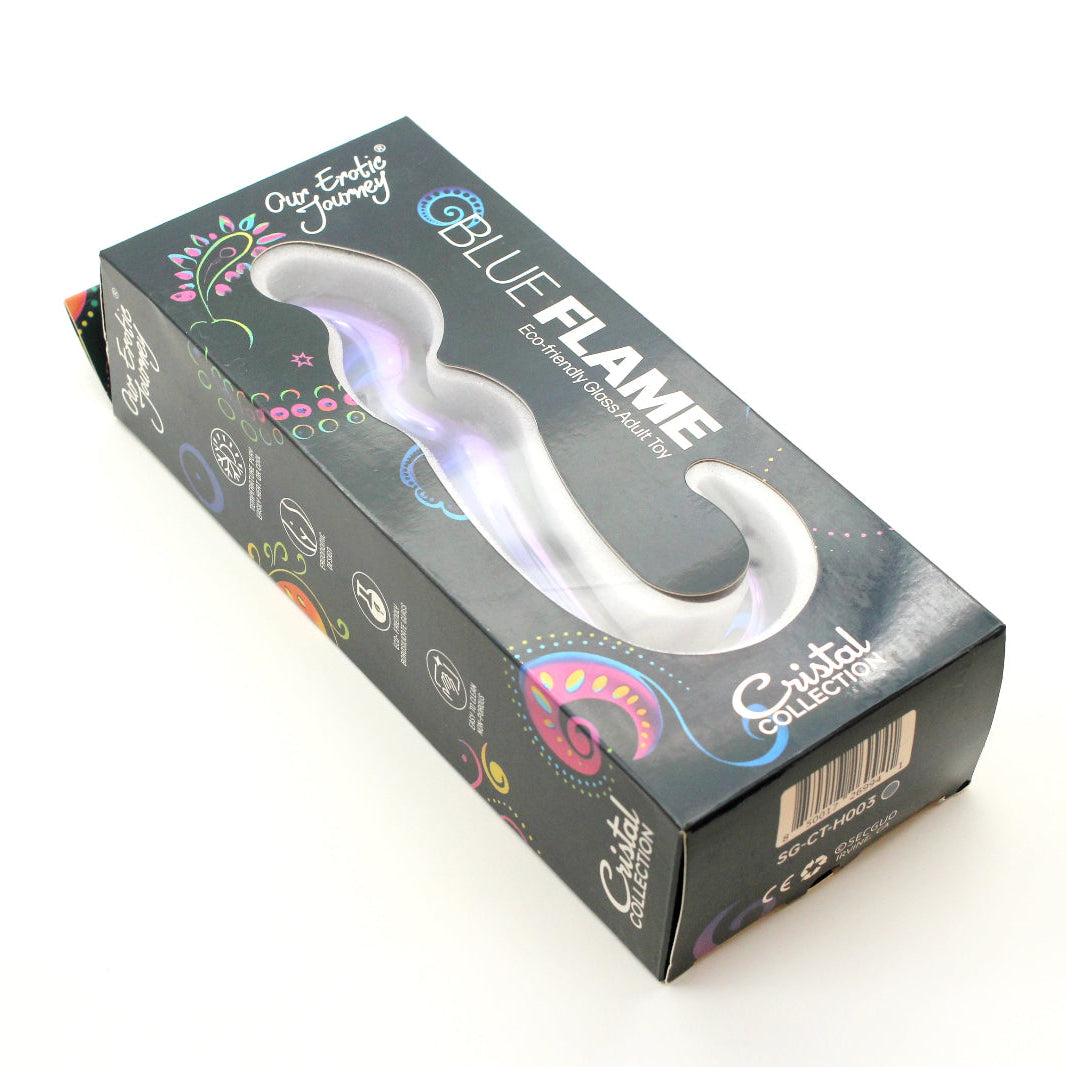 Blue Flame Curved Glass Dildo