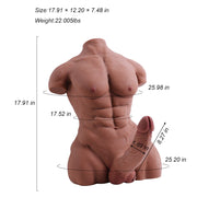 Ben.M-22.05LB Male Sex Doll with Flexible Dildo, Male Torso Sex Dolls with 8.27 in Inches Huge Cock Dildos Penis Testis