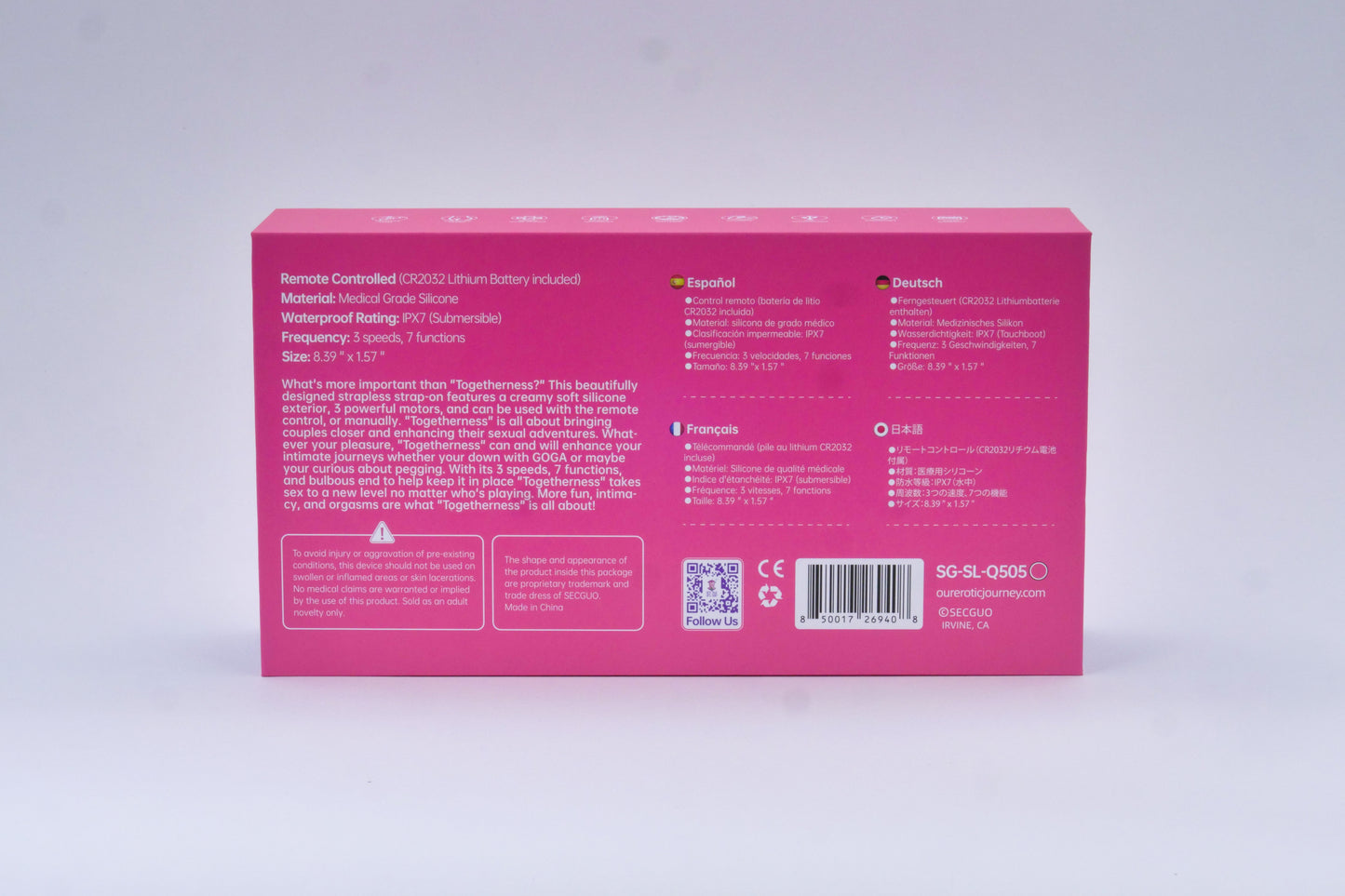 Togetherness Silicone Strapless Strap-on with Remote Control