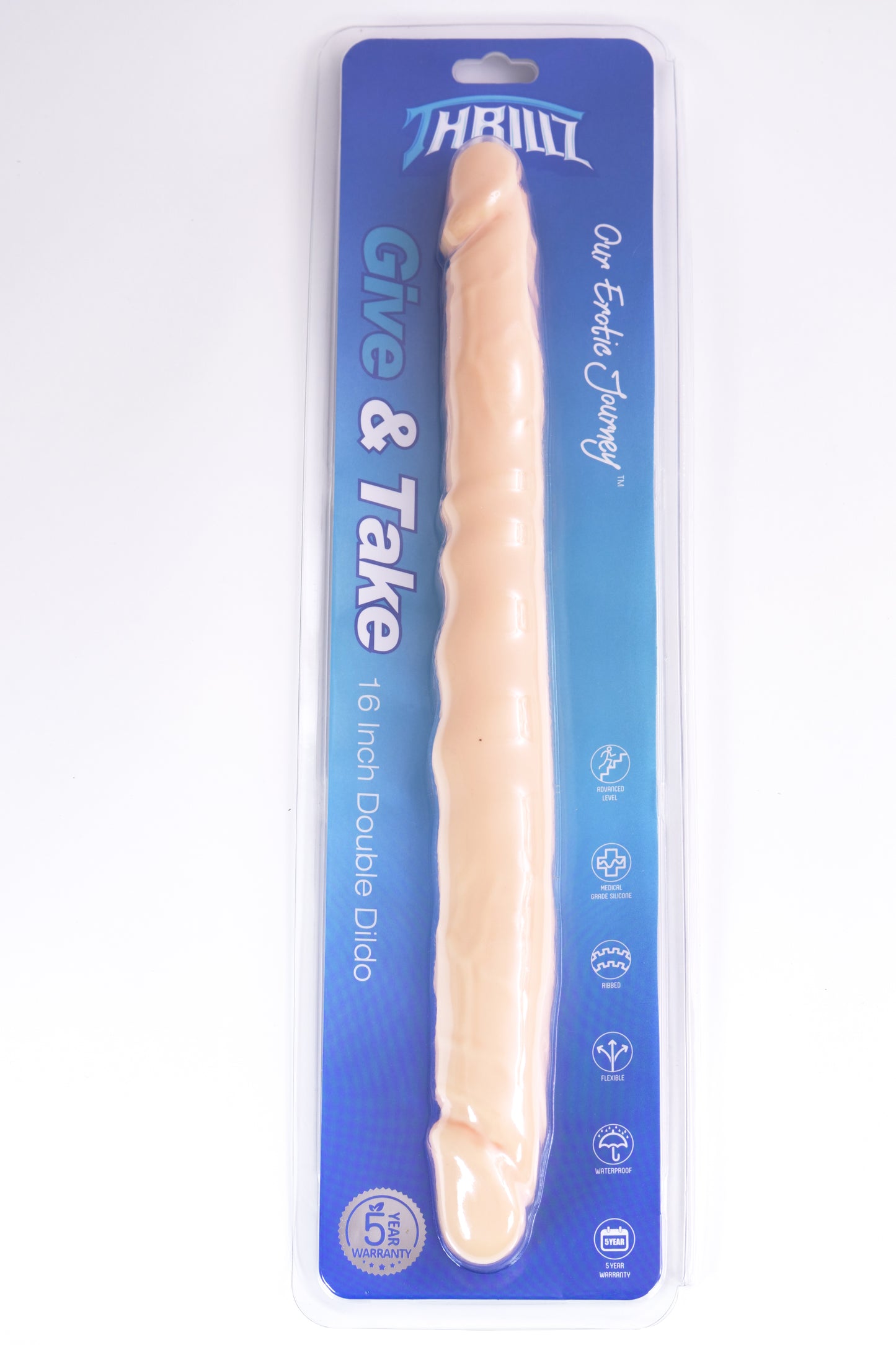 Give & Take 16" Double Ended Flexible Body Safe Silicone Dildo