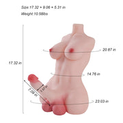 10.58LB Sex Doll Torso Sex Toys with Huge Realistic Dildo Big Soft Breast Elasticity Tight Vagina