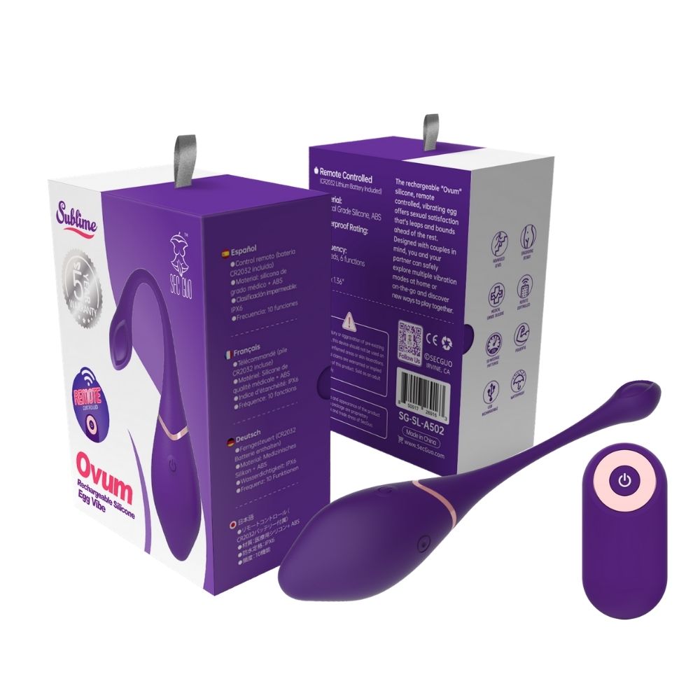 Ovum Rechargeable Purple Plum Silicone Egg Vibe Sublime Package